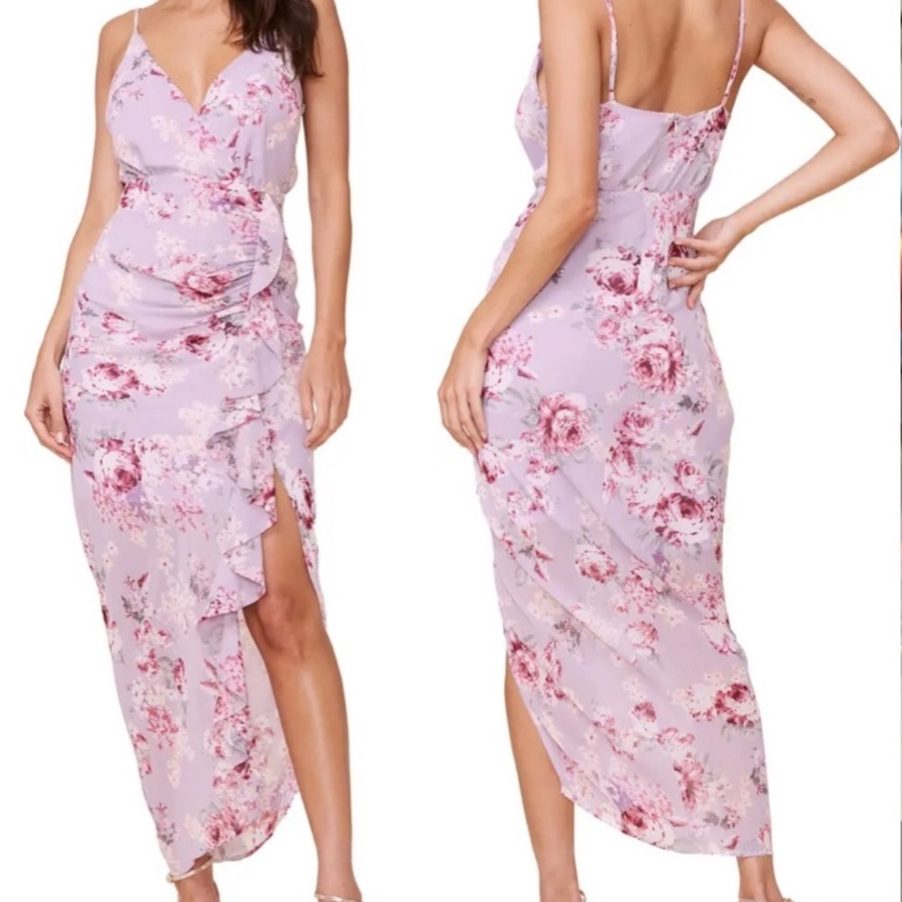 Astr Lavender Floral Midi Dress